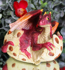 Small Sparkly Red Lava Whimsical Dragon Baby Emerging From Spotted Egg Figurine