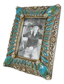 Rustic Western Turquoise Teardrop Gems Scrollwork Patterns 6X4 Picture Frame