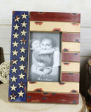 Patriotic USA Flag Star Spangled Banner Veteran Memorial 4"X6" Picture Frame