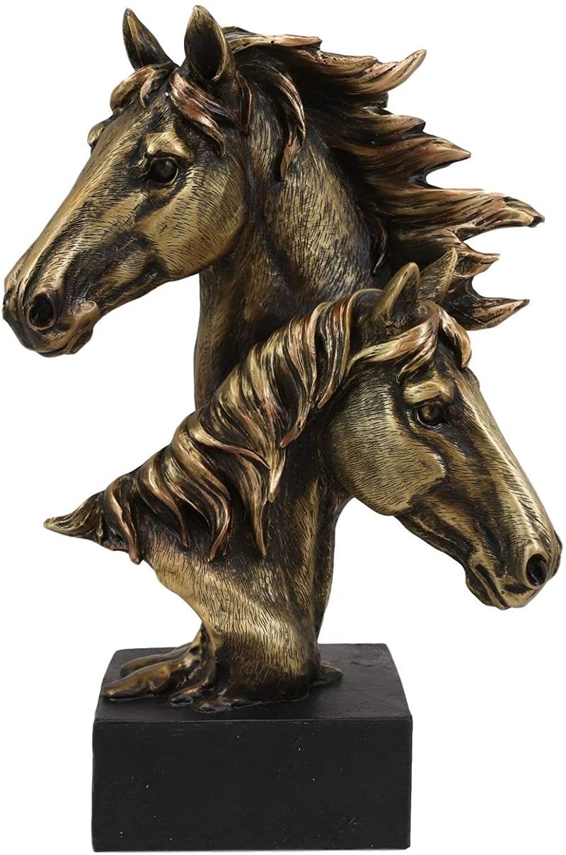 Ebros Gift 9" Tall Western Horse and Foal Head Bust Figurine with Black Pedestal