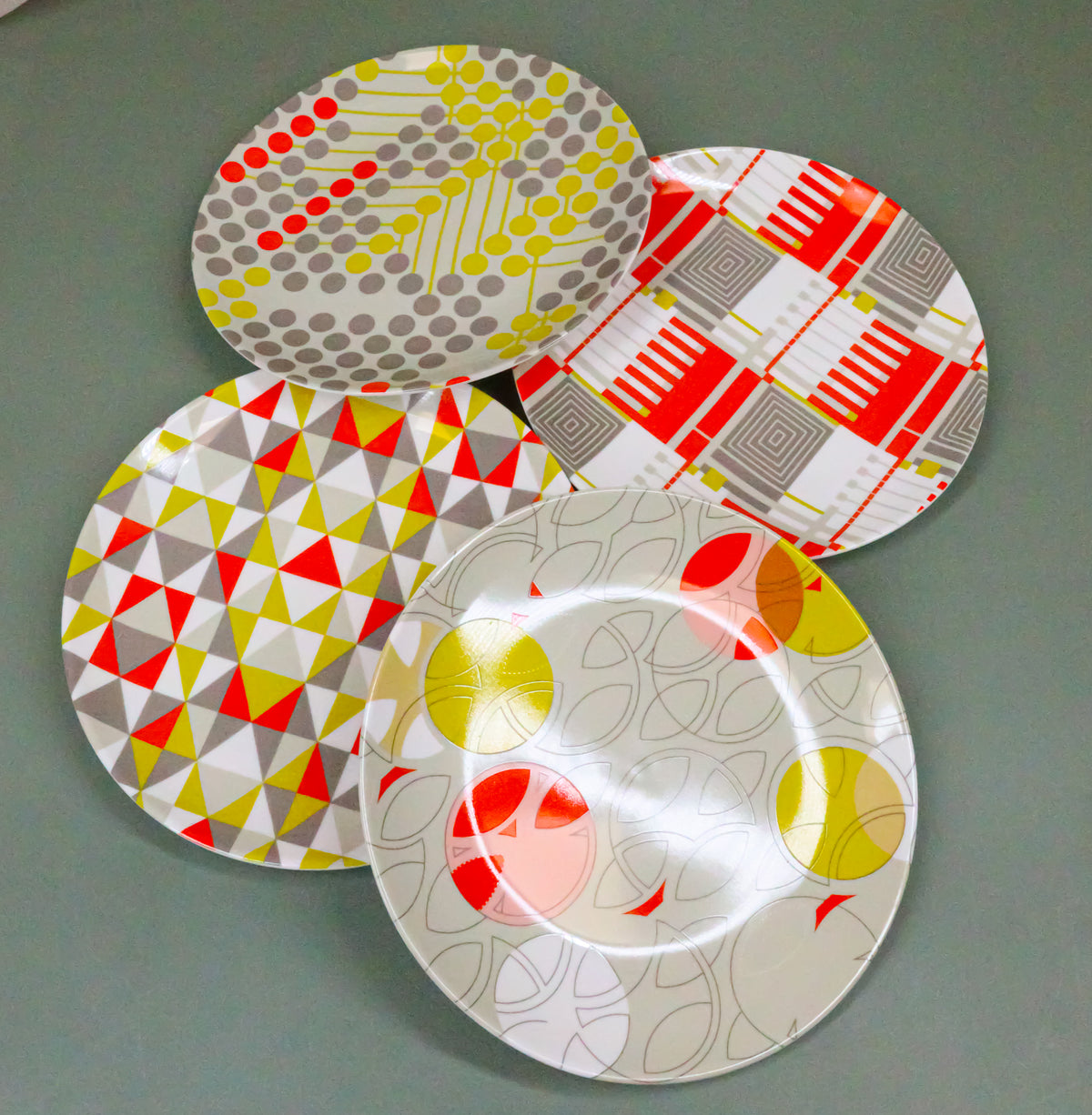 Frank Lloyd Wright Textile Taliesin West Yellow Ceramic Dessert Plates Pack Of 4