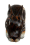 Balinese Wood Handicrafts Crouching Bunny Rabbit With Floral Tattoo Figurine 6"L
