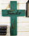 Rustic Western Family Vintage Green Distressed Wood Wall Cross Decor Plaque