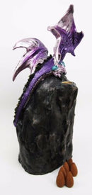 Purple Azure Quartz Dragon On Gemstone Mountain Backflow Incense Burner Figurine