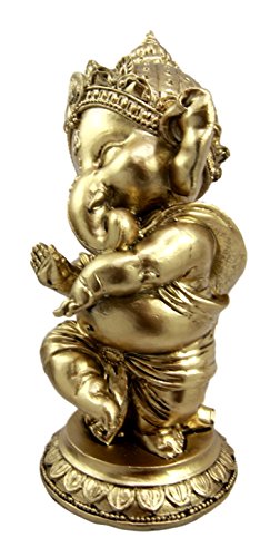 Ebros Hindu Elephant God Ritual Dancing Ganesha Golden Statue 6" H Deity of Arts Wisdom and Knowledge Decor Figurine (Dancing Ganesh) - Ebros Gift