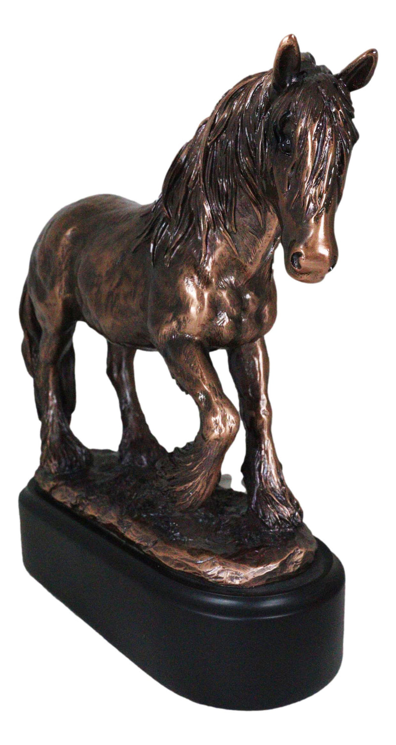 Rustic Western Clydesdale Tinker Mare Horse Pony Figurine With Trophy Base