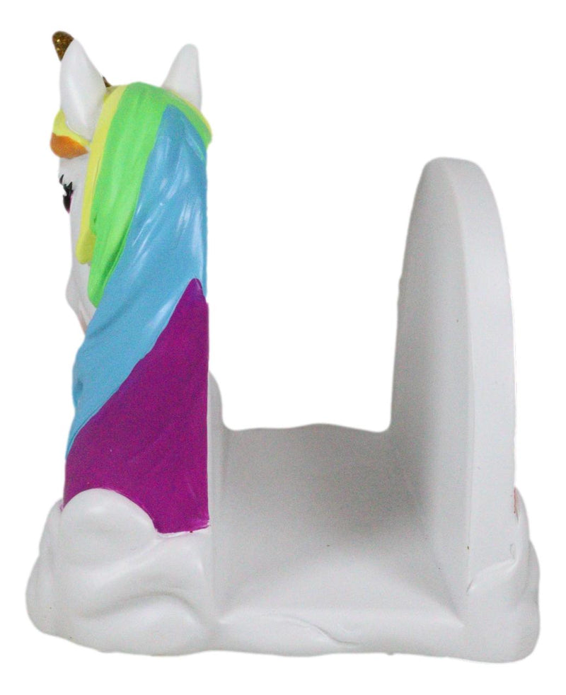 Sacred Pride Golden Horn Rainbow Unicorn On Clouds Paper Napkin Holder Figurine