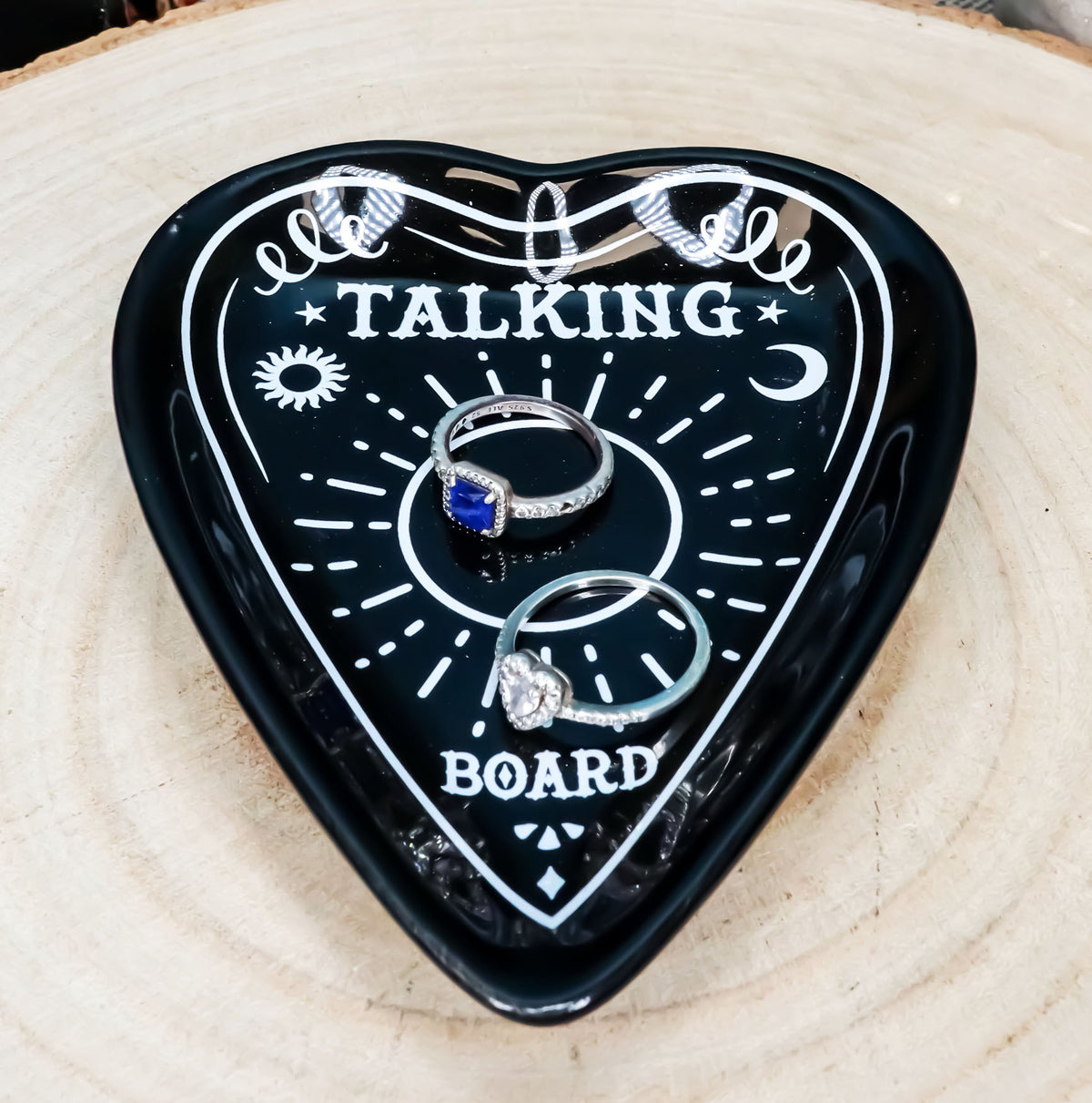 Ouija Talking Spirit Board Planchette Heart Bone China Trinket Jewelry Dish - Ebros Gift