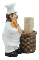 Ebros Pastry Head Chef Jean Holding Bread With Faux Wicker Toothpick Holder Statue