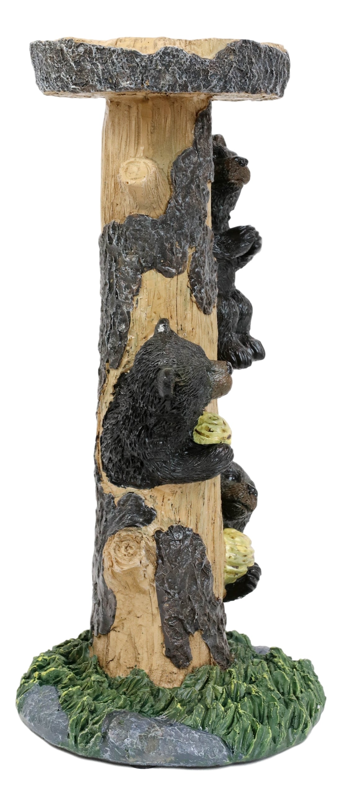 Rustic Climbing Bear Cubs With Bee Hives Pillar Candle Holder Stand Set Of 2