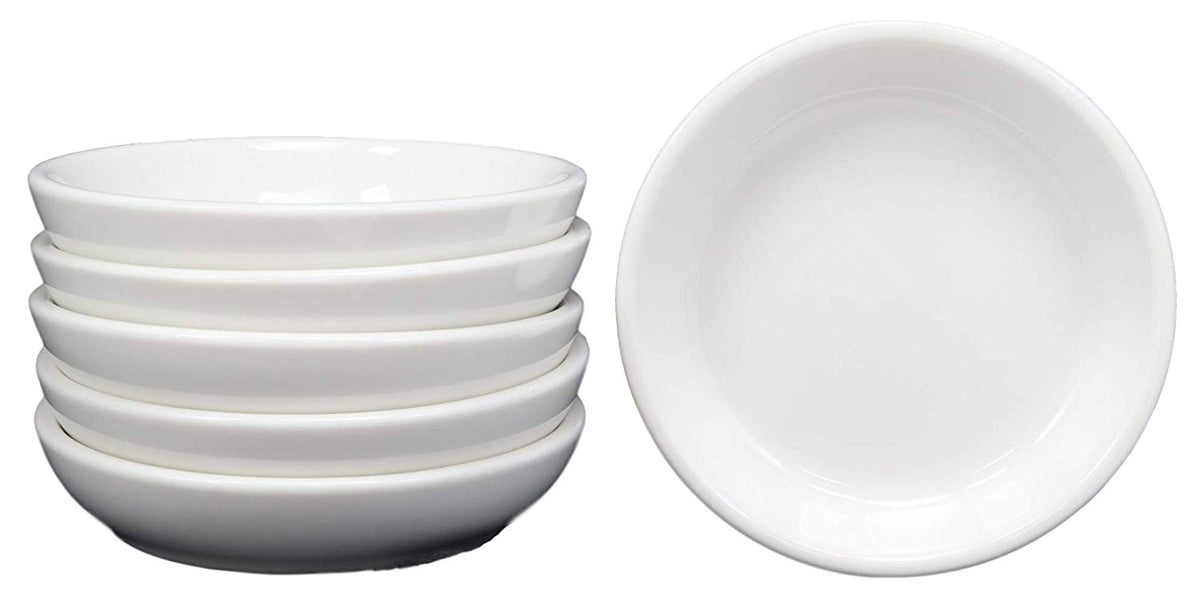 Ebros White Porcelain Contemporary Condiments Soy Sauce Dipping Plate or Dish Set of 6 Great Housewarming Gift Or Party Decor For Sushi Asian Dining Oil Chili Paste Chip Dips Restaurant Supply