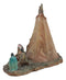 Native American Indian Chief and Elders Building Fire By LED Tipi Tent Statue