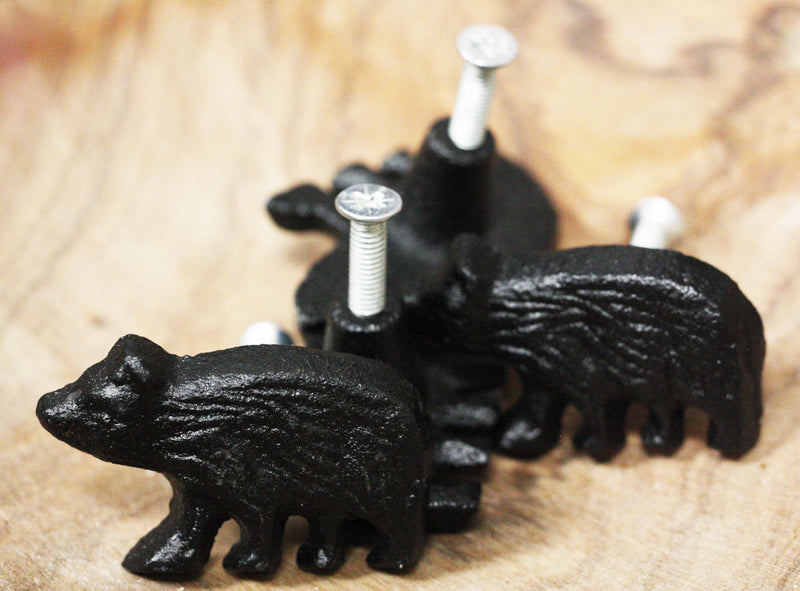 Cast Iron Rustic Western Black Bear Drawer Cabinet Door Knobs Hardware 12 Pack