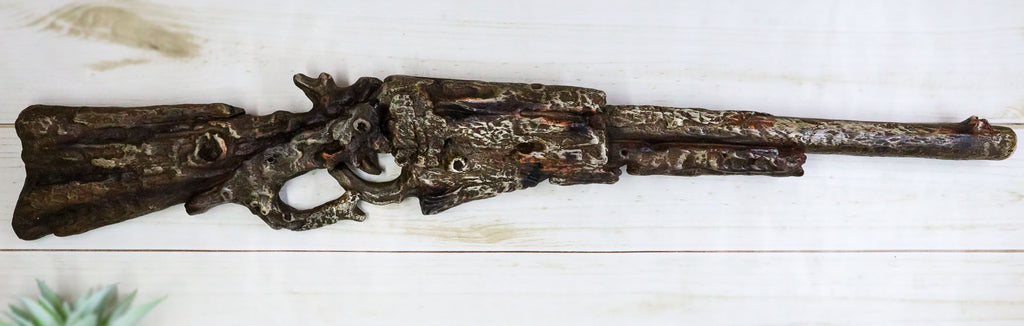 Large Rustic Wild West Western Faux Distressed Wood Rifle Gun Wall Dec ...