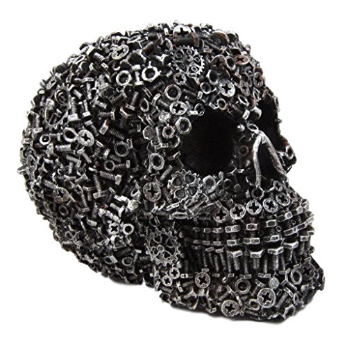 Ebros Junkyard Mechanic Gears Nuts Bolts And Screws Hardware Skull Decorative Figurine