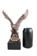 Aerial Bald Eagle Swooping With Talons Over Waves Bronze Electroplated Figurine
