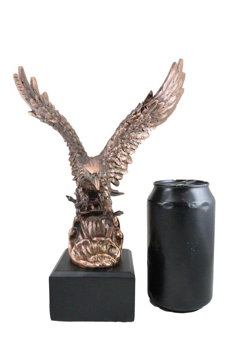 Aerial Bald Eagle Swooping With Talons Over Waves Bronze Electroplated Figurine