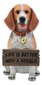 Ebros Lifelike Realistic Beagle Dog Welcome Greeter Statue 12" Tall Hound Dog Breed Collectible Decor Figurine with Jingle Collar Greeting Signs