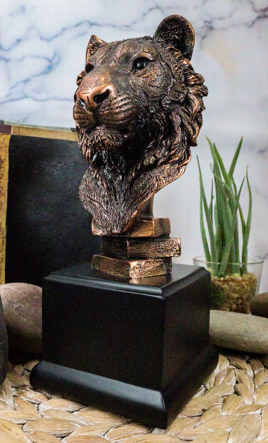 Jungle Wildlife Apex Predator Bengal Tiger Bust Sculpture 9"H With Trophy Base