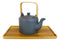 Matte Black Modern Ceramic 28oz Tea Pot With 4 Cups And Bamboo Serving Tray Set