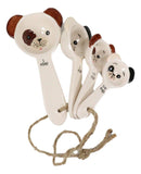 Tramp Mutt Dog Puppies Face Ceramic Stackable Kitchen Measuring Spoons Set