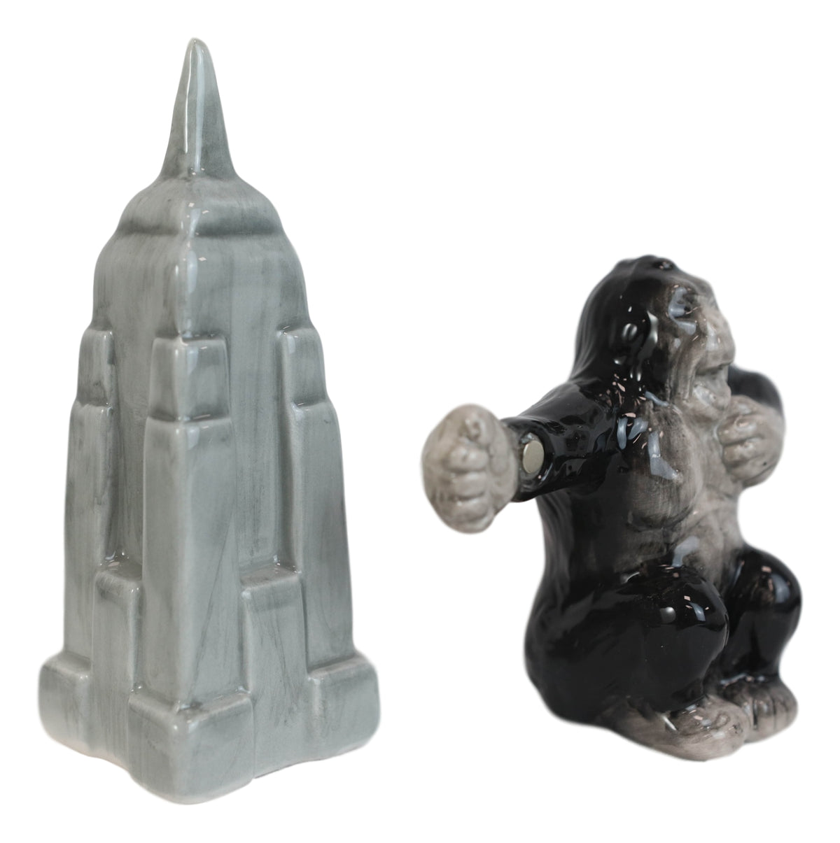 Ceramic King Kong And Empire State Building Salt And Pepper Shakers Figurine Set - Ebros Gift