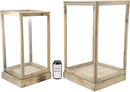 Ebros Set of 2 Large Rustic Clear Glass Display Boxes with Natural Wood Frames