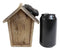 Rustic Black Bear Cub Climbing Pine Trees Birdhouse Roof Hanging Bird Feeder