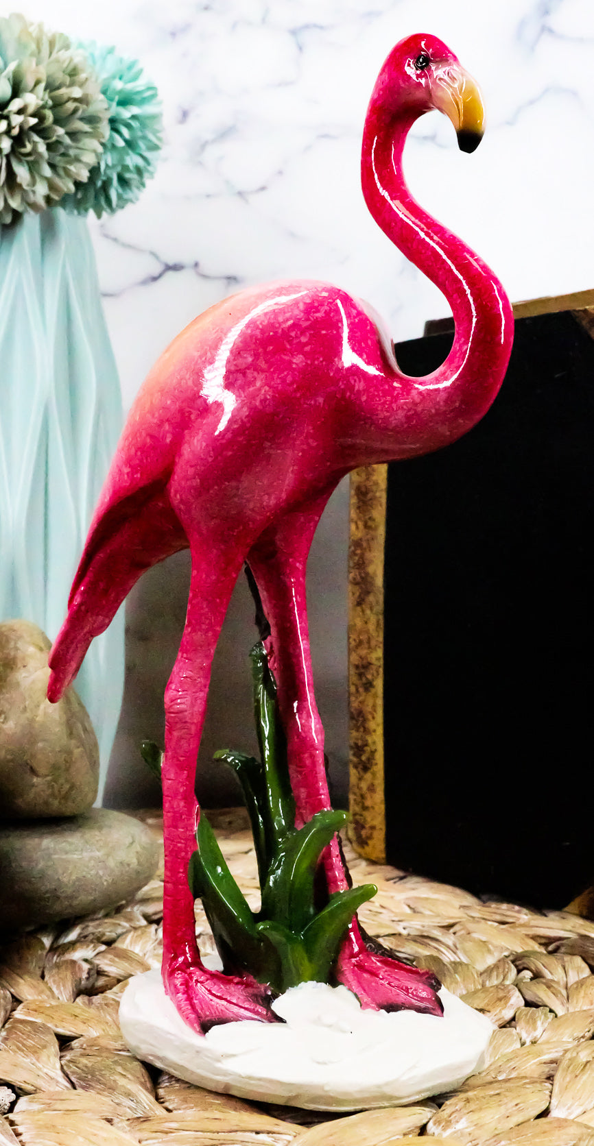 Ebros Tropical Rainforest Paradise Pink Flamingo Bird Decorative Statue 8"H