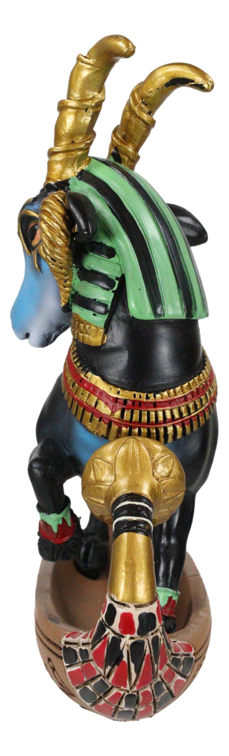 Egyptian Ram Headed God of Water And Procreation Khnum On Solar Boat Figurine