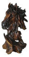 Wild Stallion Horse Bust Statue 11"H Resin Decor In Faux Wood Dark Mahogany