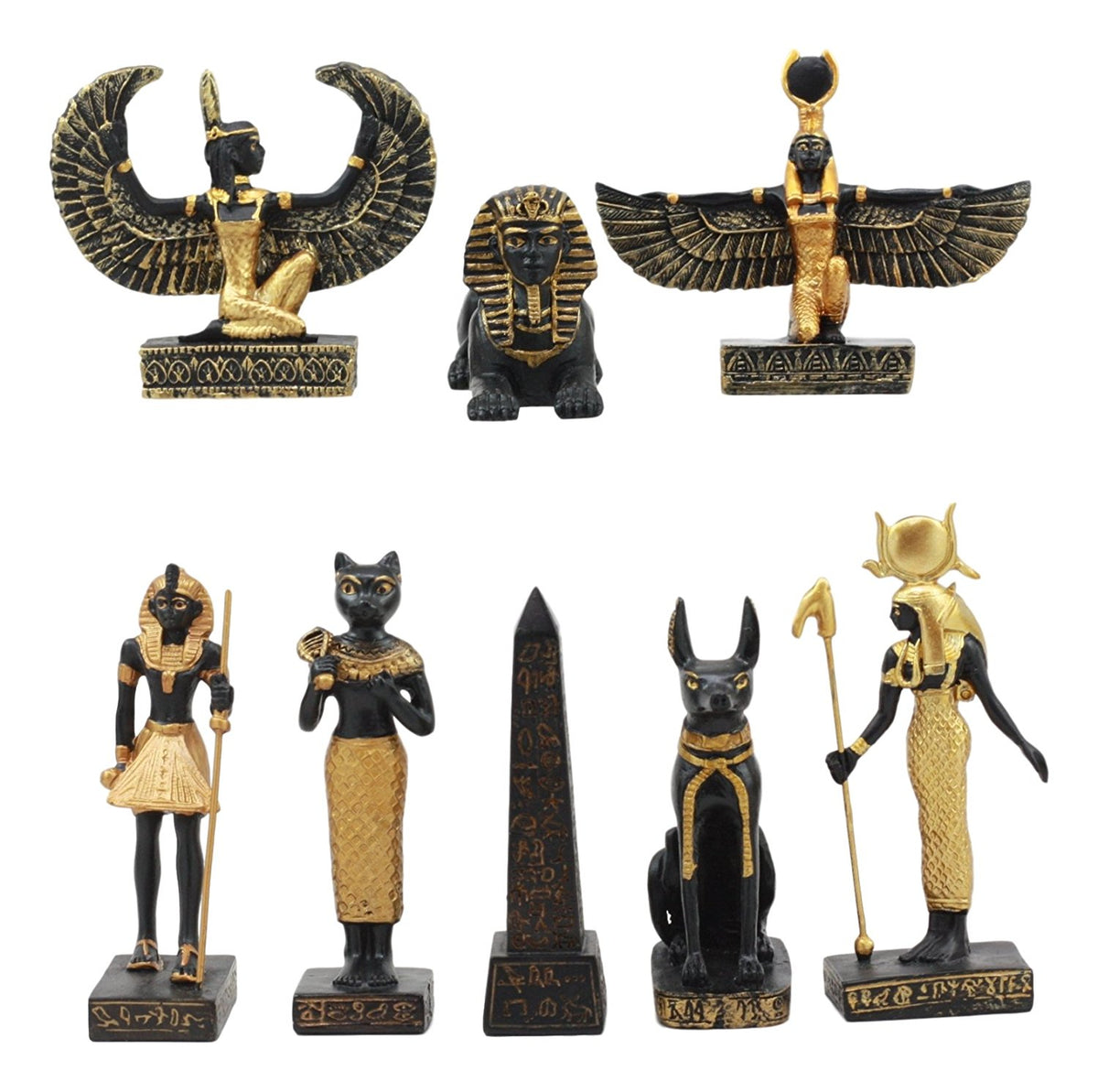 Ebros Egyptian Miniature Figurine Gods Of Egypt Set of 8 Anubis Osiris Bastet - Ebros Gift