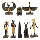 Ebros Egyptian Miniature Figurine Gods Of Egypt Set of 8 Anubis Osiris Bastet