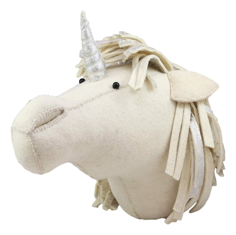 Ebros Fiona Walker England Handmade Organic Baby Animal Head Wall Decor Semi Collection Safari Farmland Whimsical Fantasy Edition Hanging Wall Heads (Semi Silver Horned Unicorn Head)