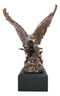 American Bald Eagle Swooping With Claws Over Waves Bronze Electroplated Figurine