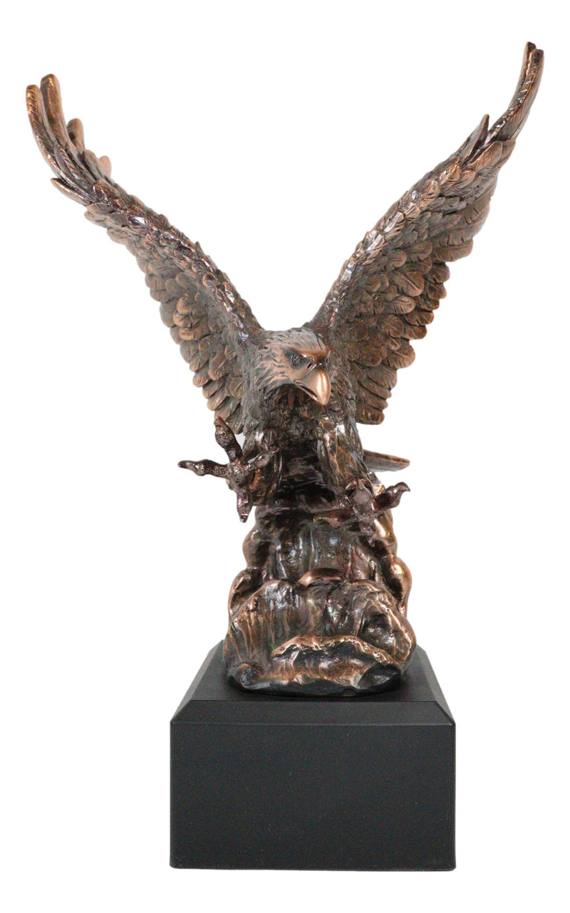 American Bald Eagle Swooping With Claws Over Waves Bronze Electroplated Figurine