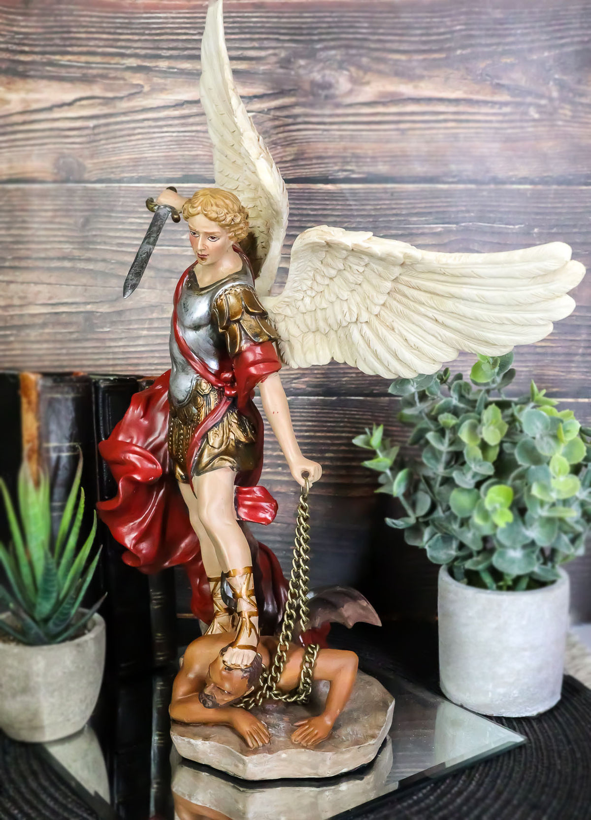 Ebros Large Guido Reni Baroque Art Saint Michael The Archangel Trampling On The Devil Statue Guardian Protector Decor Figurine Patron of Police Soldiers Doctors - Ebros Gift