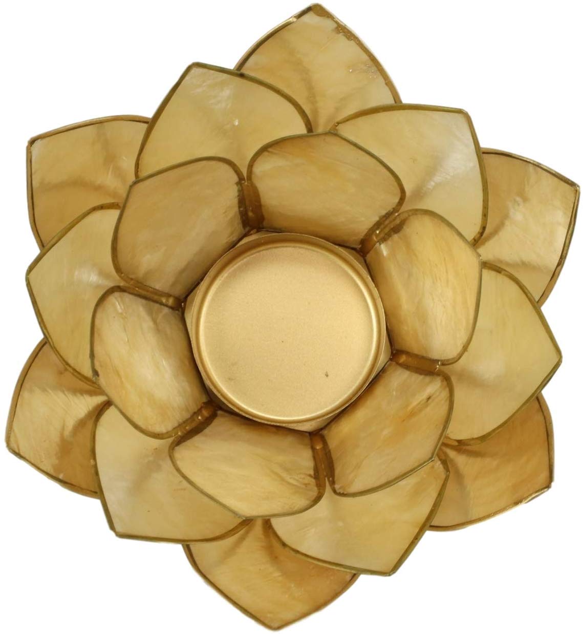 Ebros Seashells Lotus Flower Votive Tea Light Candle Holder 4.25"D (Yellow Gold)