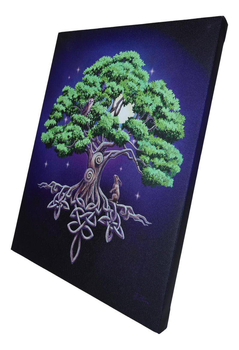 Tree Of Life Celtic Knotwork In Starry Night Wood Framed Canvas Wall Decor