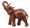 Ebros Faux Mahogany Wood Thai Buddha Elephant With Trunk Up Statue 14.25"Long