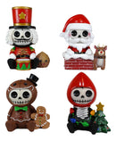 Ebros Christmas FurryBones Characters Skeleton Limited Edition Figurines Set Of 4