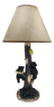 Rustic Forest Climbing 3 Black Bear Cubs On Tree Getting Beehive Table Lamp