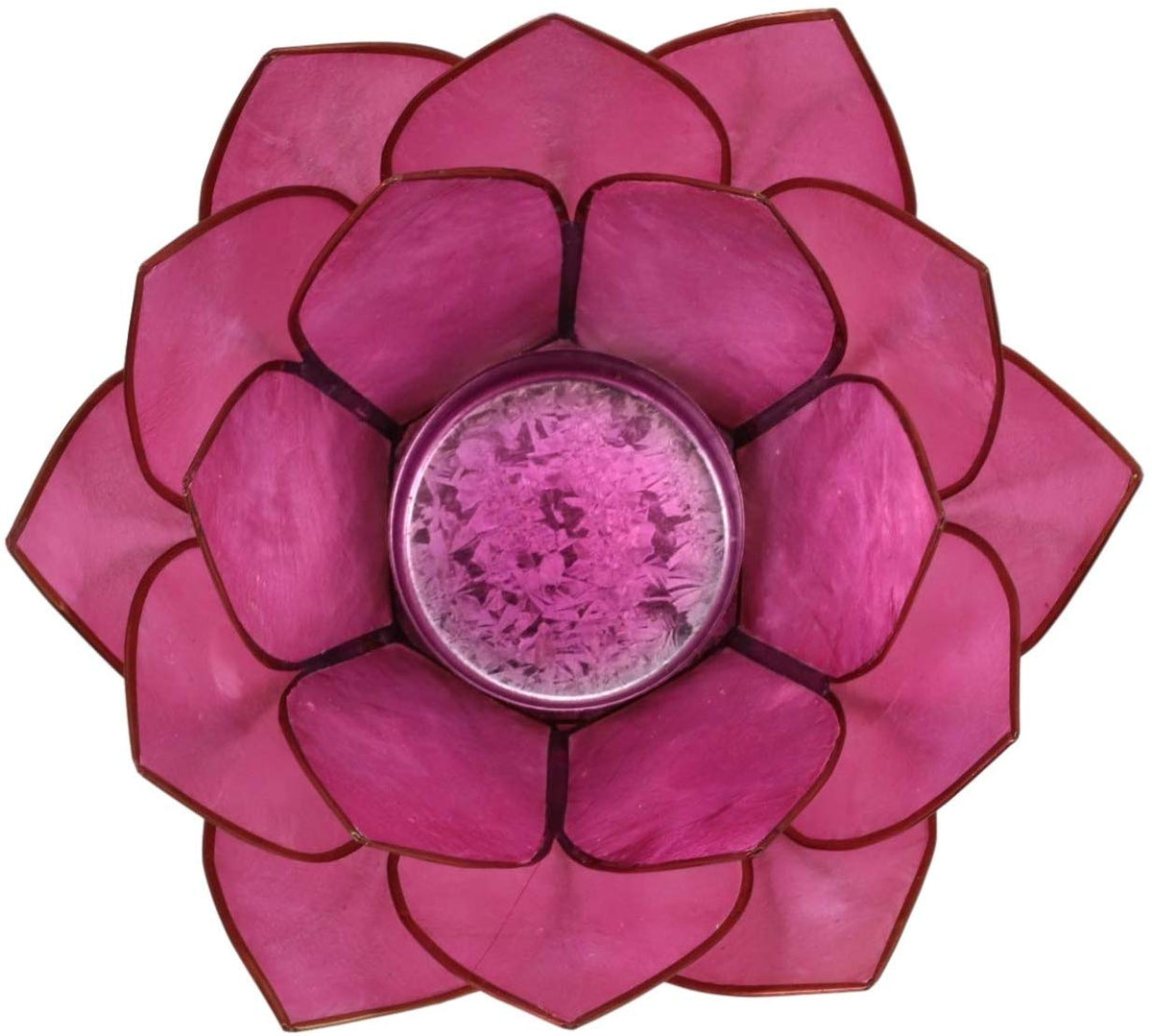 Ebros Seashells Lotus Flower Votive Tea Light Candle Holder 4.25"D (Coral Pink)