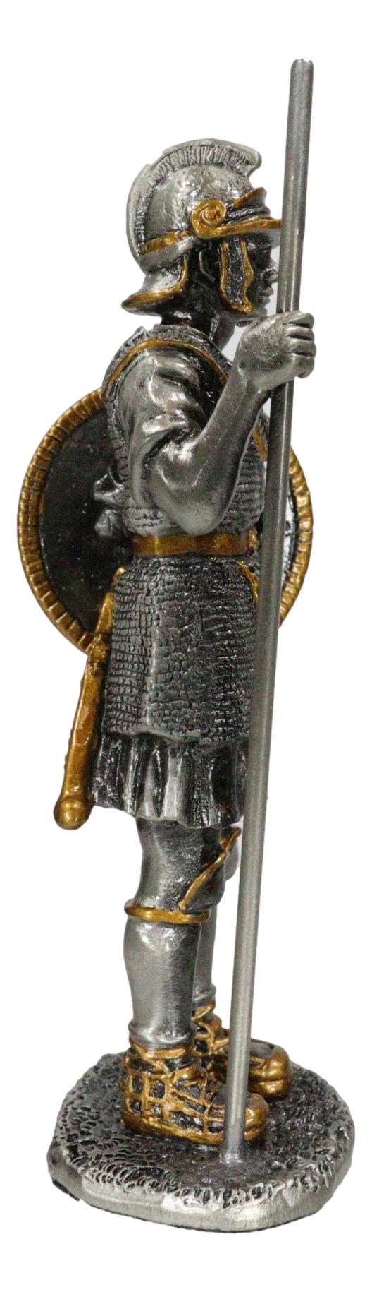 Pewter Medieval Halberdier Knight Guard With Pole Spear And Shield Figurine