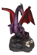 Small Purple Volcanic Earth Skull Graveyard Dragon Figurine Fantasy Collectible