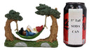 Ebros Whimsical Bookworm Gnome Sleeping On Hammock by Toadstool Mushrooms Forest Tree Ents Statue 6.5" Wide