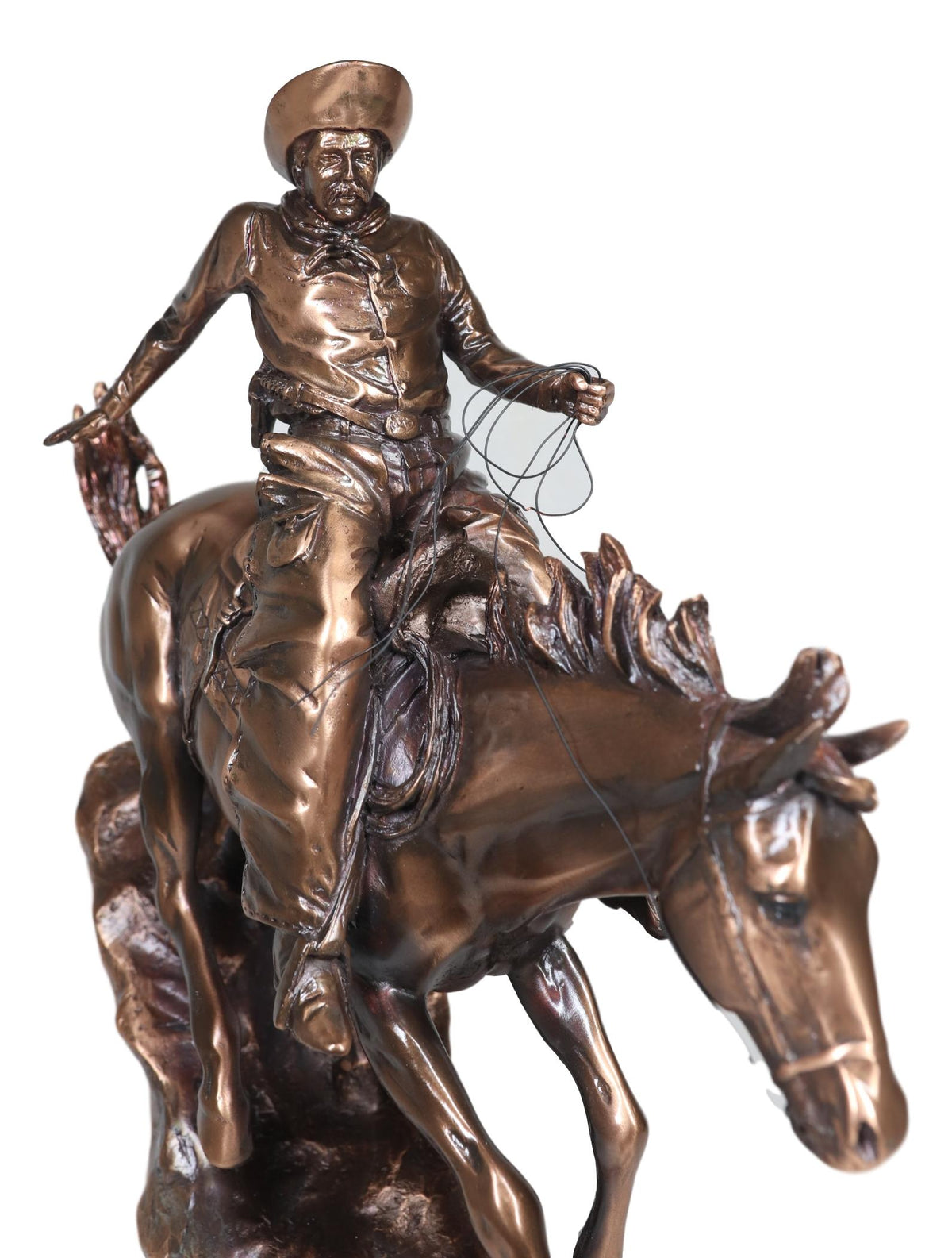 Ebros Rustic Wild West Cowboy Bandit Racing Down Rocky Slope On Horse Statue - Ebros Gift