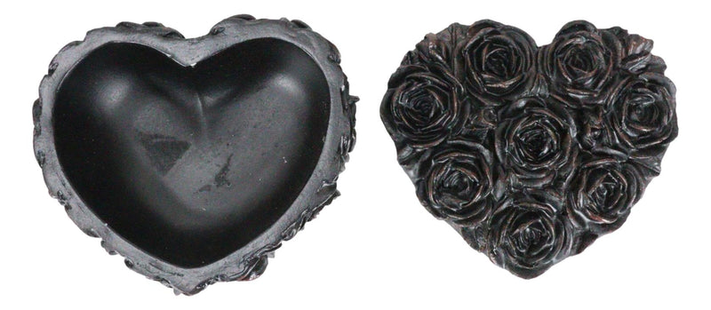 Beauty From Ashes Dark Romance Gothic Black Roses Heart Decorative Jewelry Box