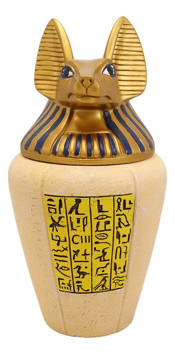 Ebros Ancient Egyptian God of The Dead Anubis Classical Canopic Jar Statue 10.5" Tall