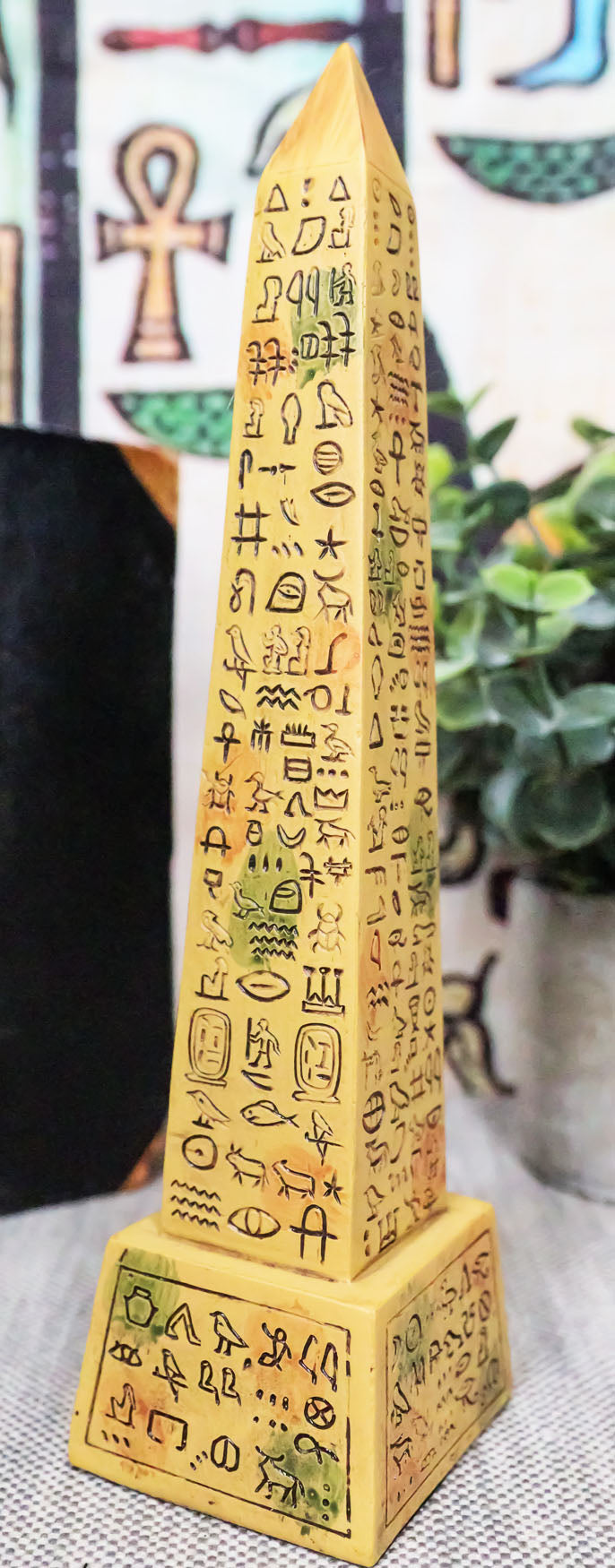 Ebros Egyptian Temple of Ra Sand Desert Obelisk With Hieroglyphs Statue 8" Tall